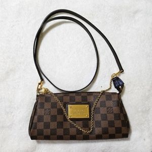 * SOLD * 100% Authentic Louis Vuitton Damier Ebene Eva Clutch Bag